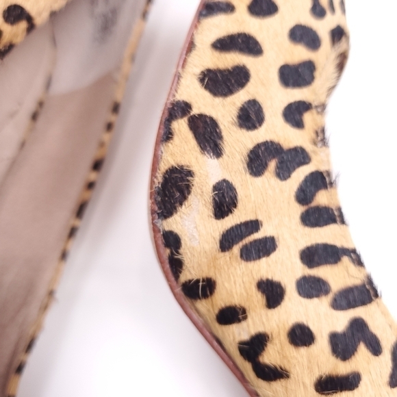 Lands' End Leopard Print Calf Fur Heels Size 10B - Picture 7 of 11